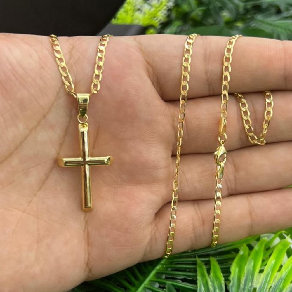 Cross Pendant Necklace Cuban Chain Gifts Jewelry Elegance Fashion For Mens Women